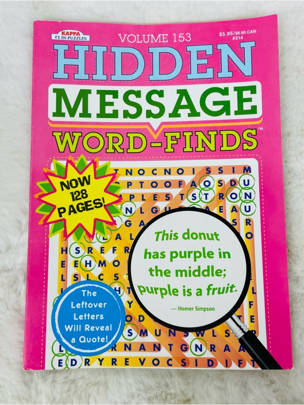 Kappa Hidden Message Word-Finds 28 pages large print Pink Green & Yellow Accents